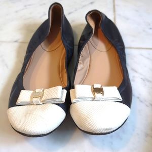 Tesori navy & white ballerina flats W size 8M